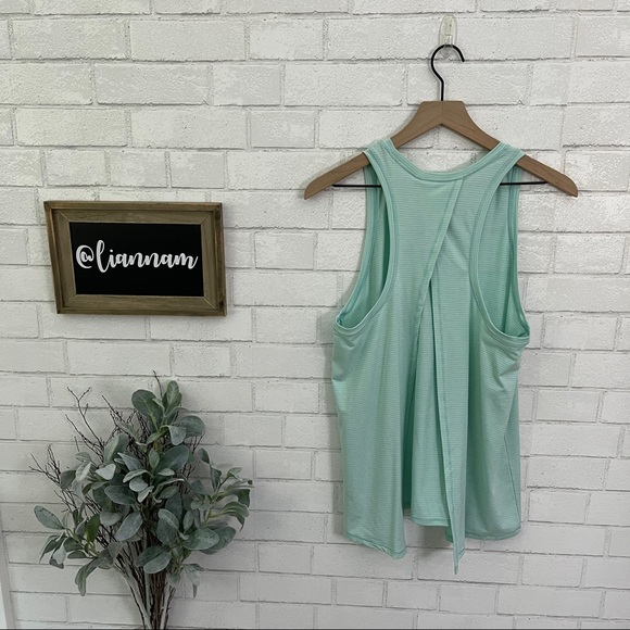 GAP FIT Mint Striped Open Back Tank Top - Picture 7 of 11